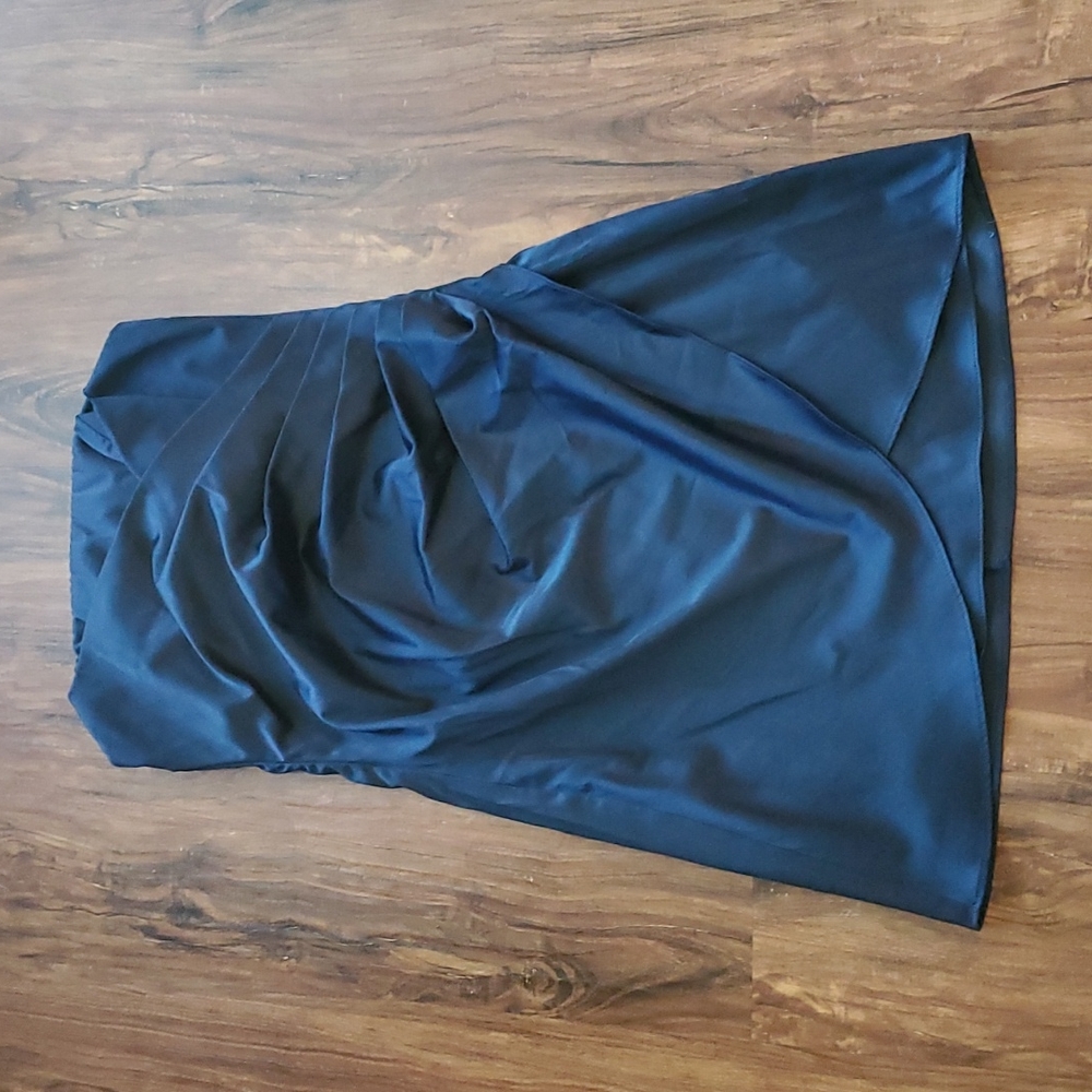 Dark blue strapless formal dress